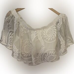 Lace Off-Shoulder Cropped Blouse